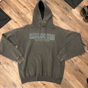 Mens vintage northern Michigan wildcats faded hoodie sweatshirt sz L gray
